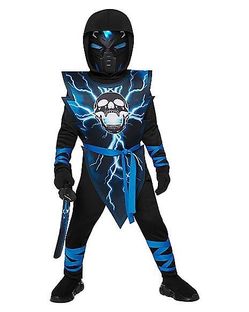 Spirit Halloween Electrified Ninja Costume - Toddler 3T-4T (Lights & Sound)