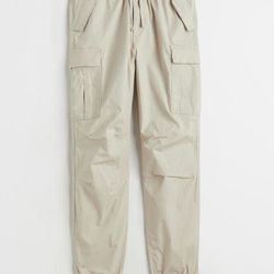 Beige Cargo Jogger Pants