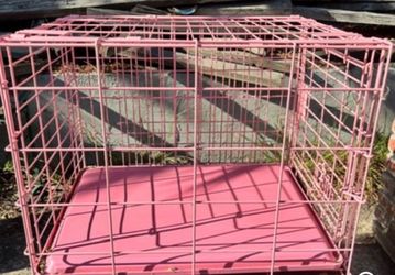 Pink Metal Wire Dog Crate
