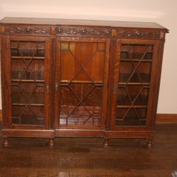 (NEW PRICE) Antique Bookcase Or Liquor Cabinet (R. J. Horner Style)