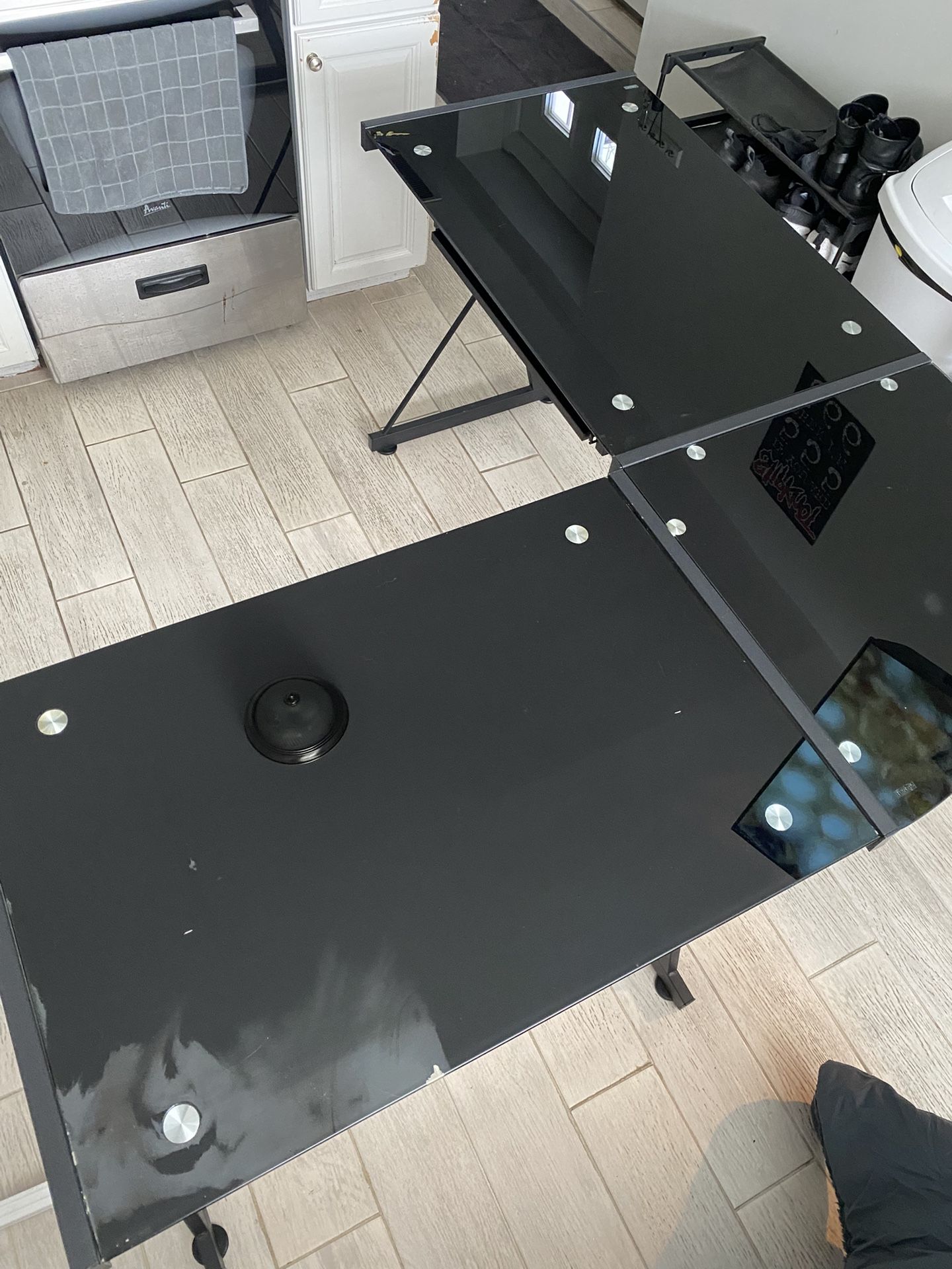 Black Glass/ Metal Computer Desk