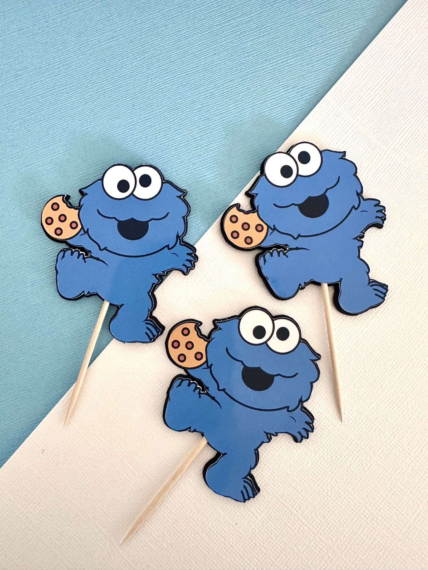 Baby Cookie Monster Cupcake Toppers / Sesame Street Cupcake Toppers