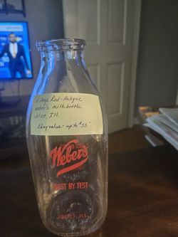 Vintage Red Antique Quart Milk Bottle, Weber's