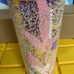 Starbucks Summer 2021 Pink Gold Coral Reef 24oz Tumbler Cold Cup