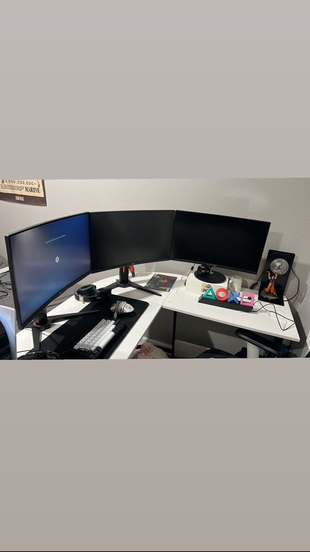 3 Curved 24 Inch Adjustable Gaming Monitors (can Also Purchase Each Individually)