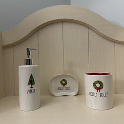 Rae Dunn Soap Dispenser, Soap Dish & Cup 