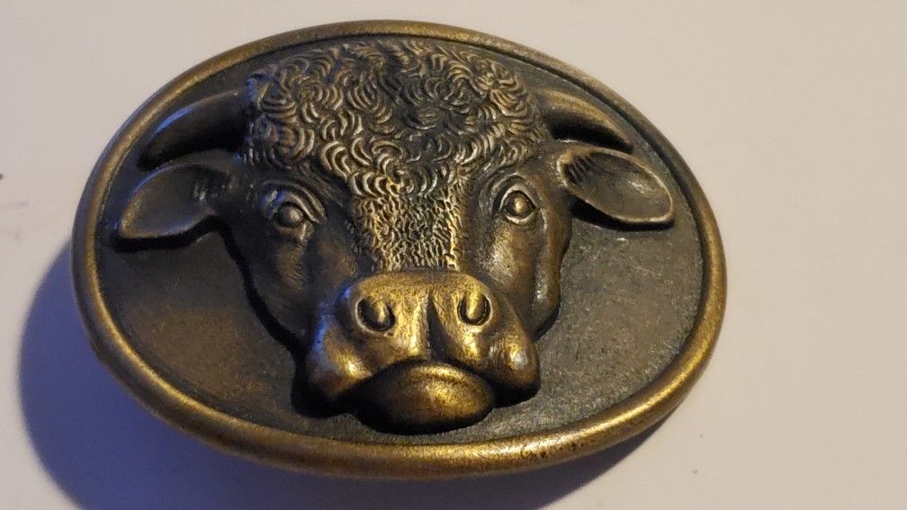 1975 Baby Calf Cow Belt Buckle Decorative Display