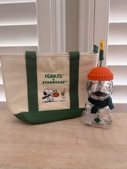 Starbucks x Peanuts Snoopy Tote Bag and Cup Set