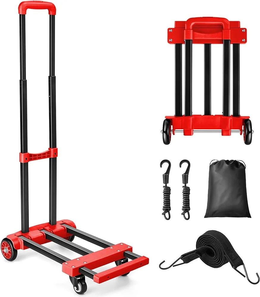KEDSUM Folding Hand Truck, 290lbs Heavy Duty Moving Hand Cart, Solid Construction Utility Cart, Compact and Lightweight for Luggage, Personal, Travel,