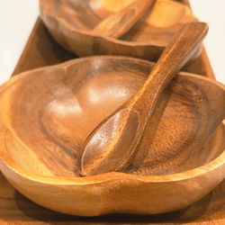 Wood Bowl and Spoon Serving Set