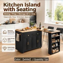 3 in1 Kitchen Island with Seating and Storage