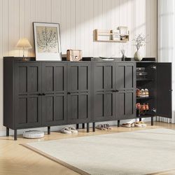 Shoe Cabinet with 3 Doors and Adjustable Shelves, 30 Pairs Shoe Storage Cabinet, 40 Inch Tall Farmhouse Shoe Rack Shoe Organizer Cabinet for Entryway 