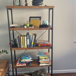 Wooden And Black Bookcase 