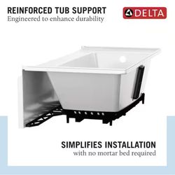 A000681A Delta Classic 500 60 in. x 32 in. Alcove Deep Soaking Bathtub with Left Drain in High Gloss White