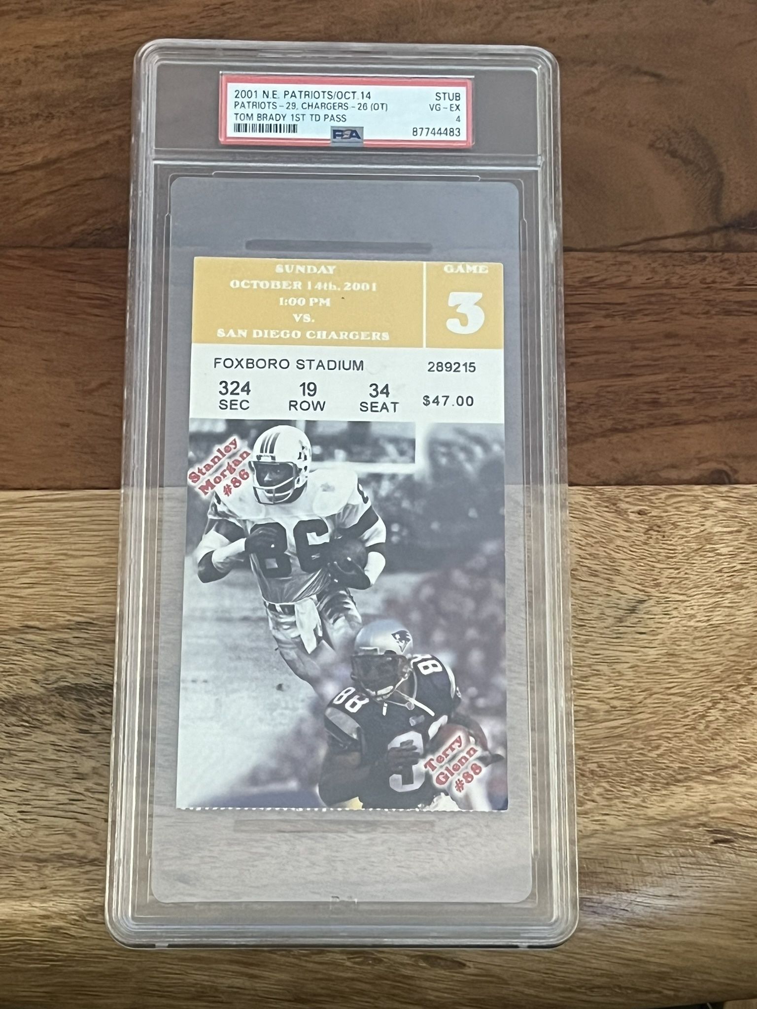 Tom Brady First Td Pass Ticket Stub PSA 4