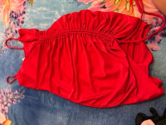Red Ruched Spaghetti Strap dress