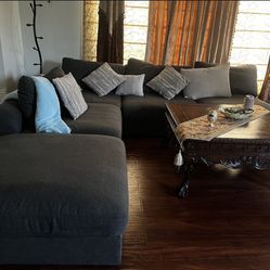 Serene Modular Sectional Ottoman Sofa Couch Charcoal Grey