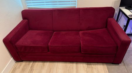 Red Microfiber 3-Seat Sofa  / Queen sleeper