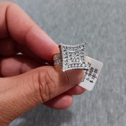 New Sterling Silver Micro Pave 18k Plated Rhodium Quality Ring 