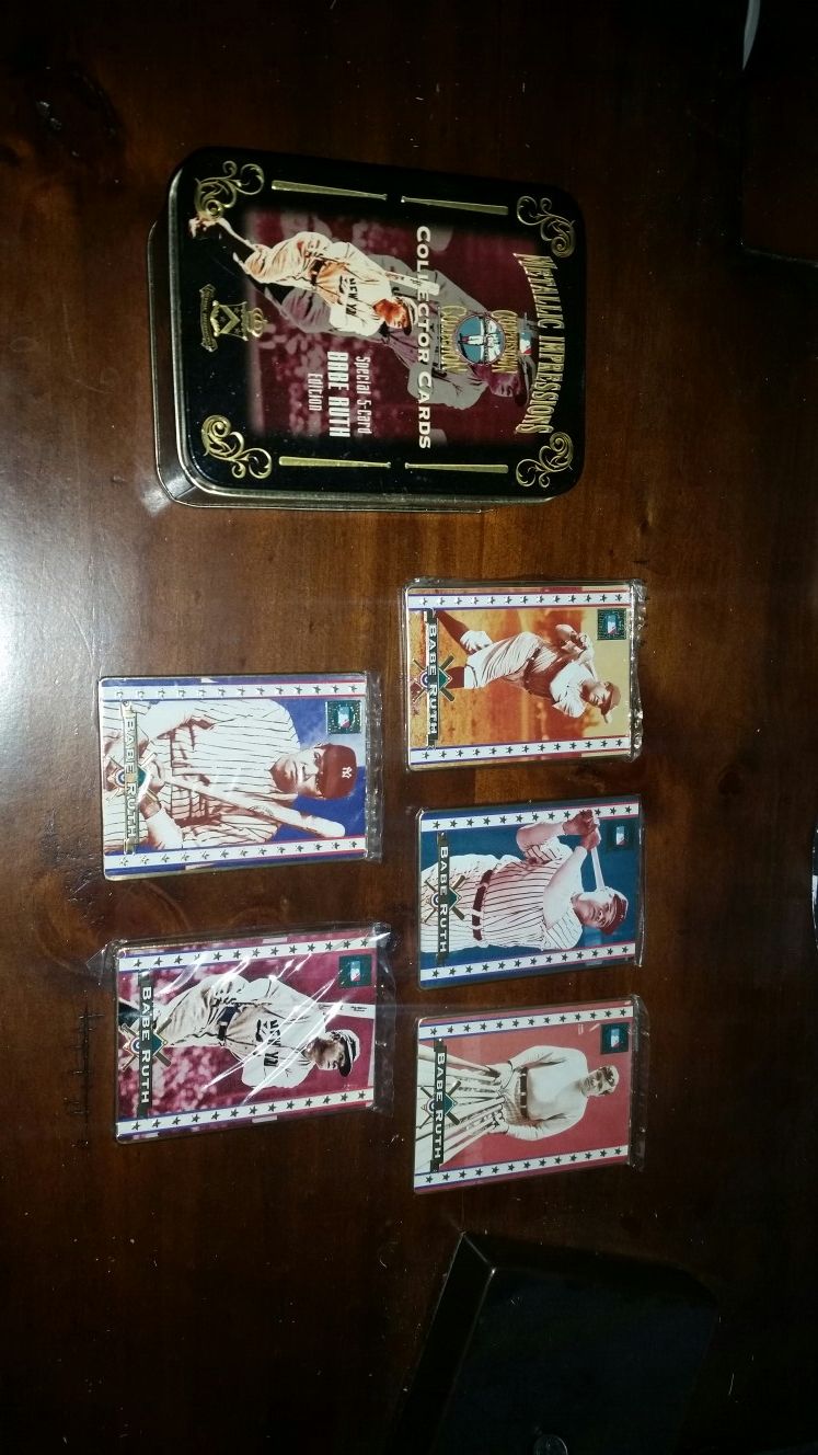 BABE RUTH 5 Cooperstown collection 5 metal cards sealed baseball nice shape