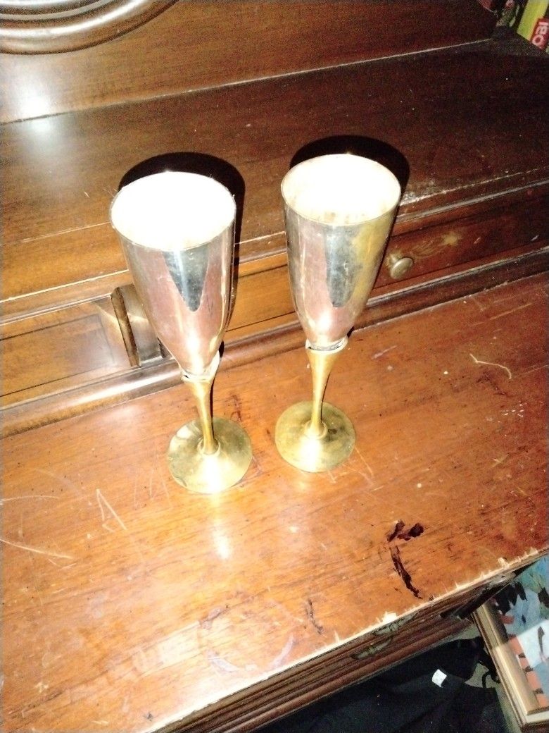 Vintage Silver Plated Champagne Flutes