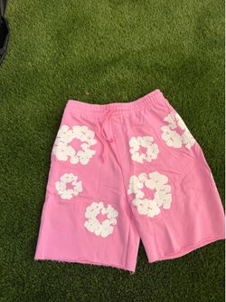 Pink denim shorts