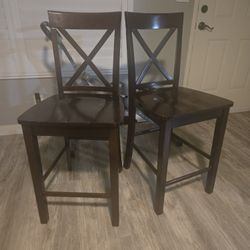 Solid wood high chairs pair
