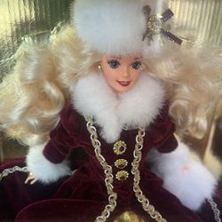 Vintage Mattel 1996 Happy Holidays Christmas Barbie Doll - Special Ed Hallmark Rare Purple Eyes  #15646 NEW