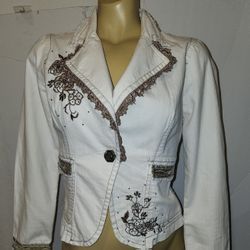 X Small Jacket Denim With lots Of TRIM! & EMBROIDERY 