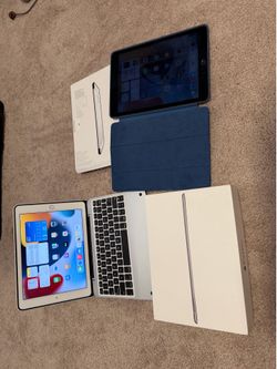 2 Apple iPad Air 2 Bundle 64GB + 128GB Unlocked Wi-Fi Cellular Cases Keyboard