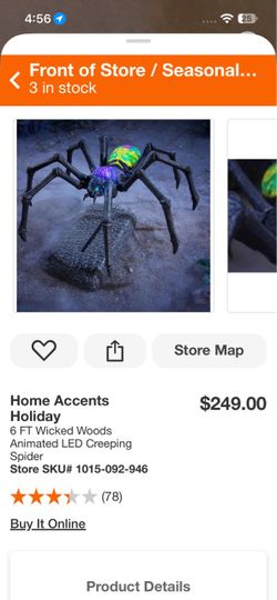 6 FT Wicked Woods Animated LED Creeping Spider