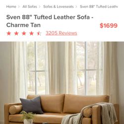 Article - Leather Tufted Sofa