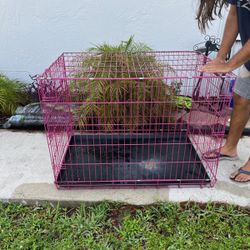 Very Large Dog puppy  Cat Pet Animal  Cage Kennel Travel With Plastic Pan Liner Pink 