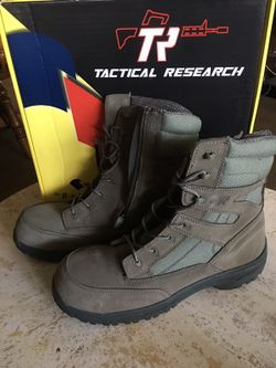 New Tactical Research Belleville Steeltoe Boots Size 10.5 Sage Green with Zippers