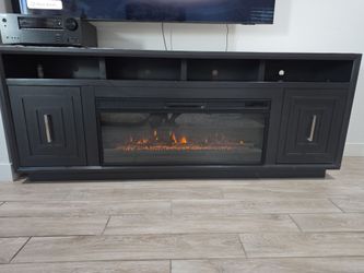 Black TV Stand with Electric Fireplace