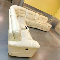 Real Leather Power Reclining Sectional 