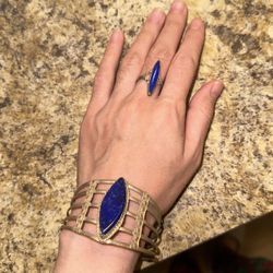 Sterling Silver And Lapis Lazuli Bracelet & Rings
