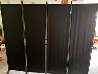 Black 4-Panel Room Divider Privacy Screen
