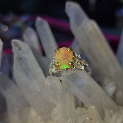 Ethiopian Welo Opal 925 Ring Size 8 1/2