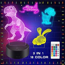 3D Night Light, ZSPENG Illusion Table Lamp, 3 Acrylic Floors and Remote Control 16 Colors Change Decoration