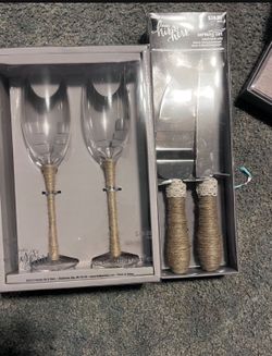 Wedding Toasting Glasses And Serving Set