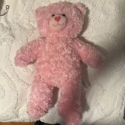 2018 Build a Bear Bright Pink Happy Hugs Swirl Fur Teddy Baby Plush
