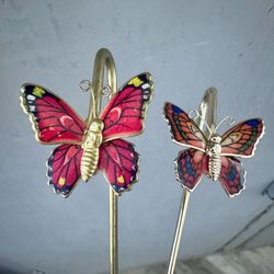 Set of 2 Vintage brass butterfly book markers  Both are in nice condition and they are stamped made in Taiwan on the backs. 5 1/2” tall