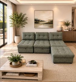 Green Modular Sectional Sofa with Chaise. brand new in box.