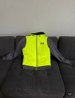 Under Armour Neon Yellow & Gray Hooded Puffer Jacket