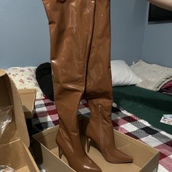 Steve Madden Over the Knee Stiletto Heel Boot Size 6.5 Brown
