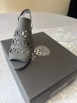 Vince Camuto Gray Laser-Cut Heeled Sandal