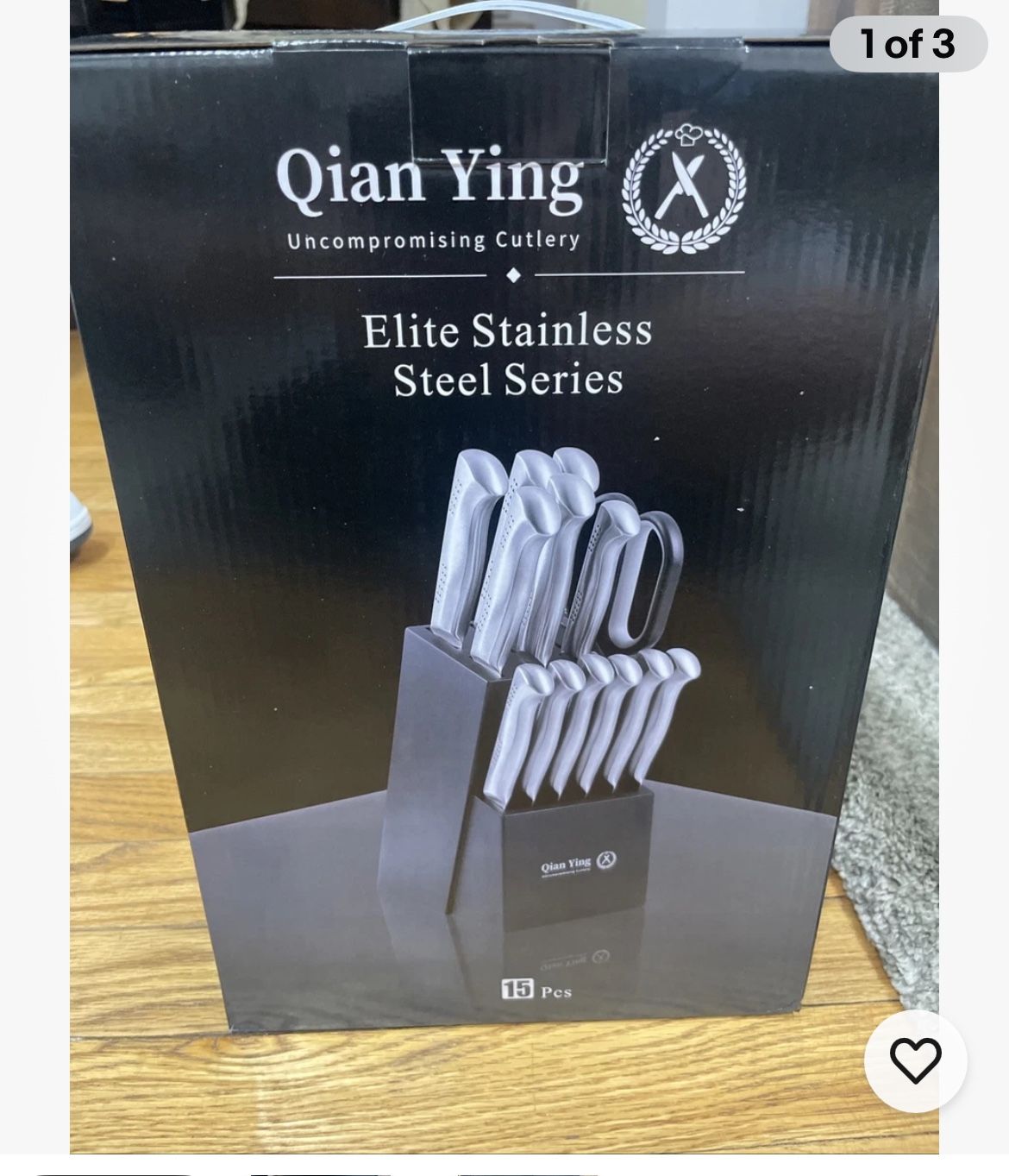 Stainless Steel Knife Set: Kitchen Knives Sets with Block - 15 Pieces