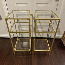 2 NARROW GLASS TABLES