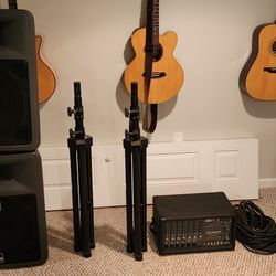 Peavey Speakers & Mixer W/ Stands & Cables